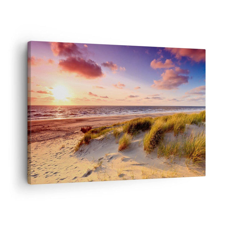 Bilder auf Leinwand Meer Strand Düne Leinwandbild mit Rahmen 70x50cm Wandbilder Dekoration Wohnzimme