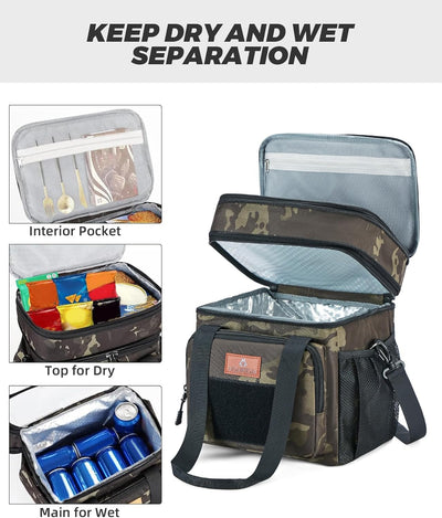 HSHRISH Taktische Lunchtasche, doppellagige isolierte grosse Kühltasche für Herren Erwachsene wasser