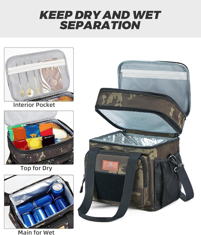 HSHRISH Taktische Lunchtasche, doppellagige isolierte grosse Kühltasche für Herren Erwachsene wasser