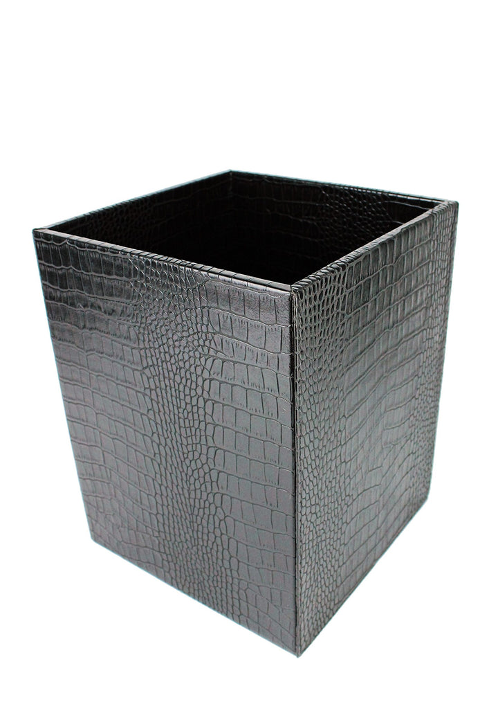 SIGNATURE HOME COLLECTION Papierkorb, Kunstleder, schwarz, 22 x 22 x 28 cm, Schwarz
