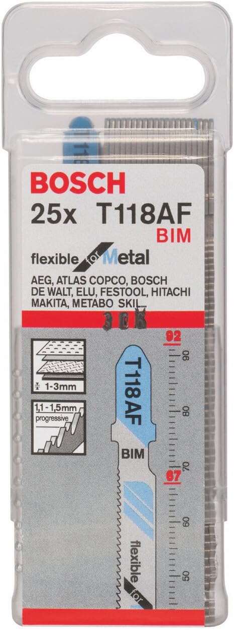 Bosch Professional 25x Stichsägeblatt T 118 AF Flexible for Metal (für Stahlbleche, Zubehör Stichsäg