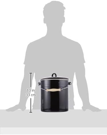 Karl Krüger Mülleimer mit Deckel Serie Triest, Emaille, schwarz, 10 Liter 10 Liter Schwarz, 10 Liter