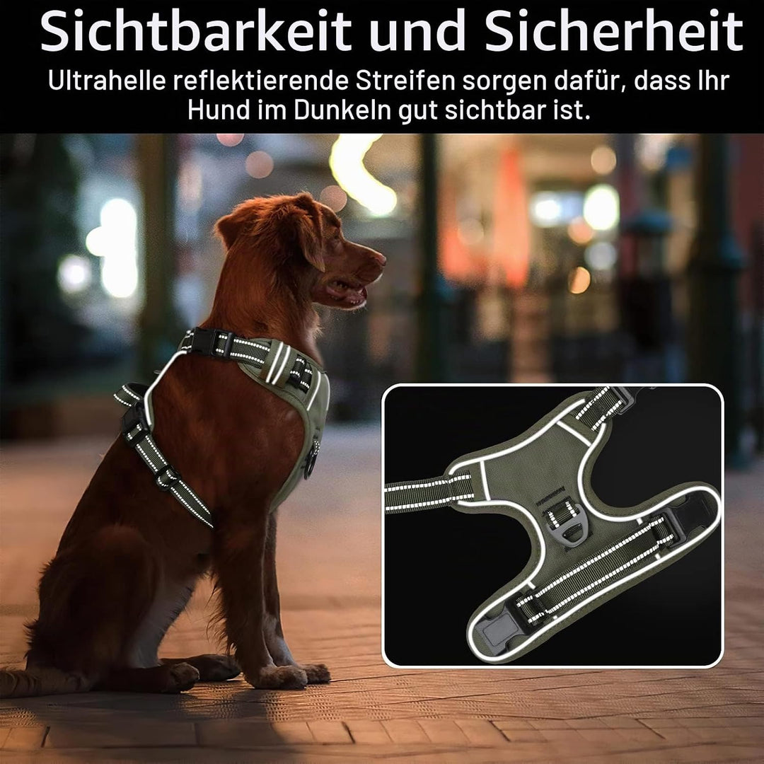 HEELE Hundegeschirr, Hundegeschirr für Grosse Hunde, Freigabe am Hals, Vorderseite Rückseite Clips H