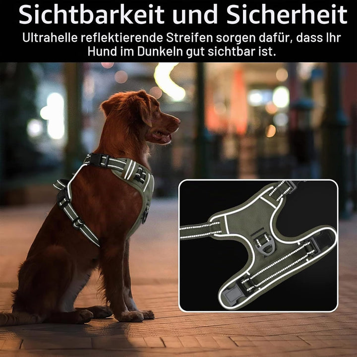 HEELE Hundegeschirr, Hundegeschirr für Grosse Hunde, Freigabe am Hals, Vorderseite Rückseite Clips H