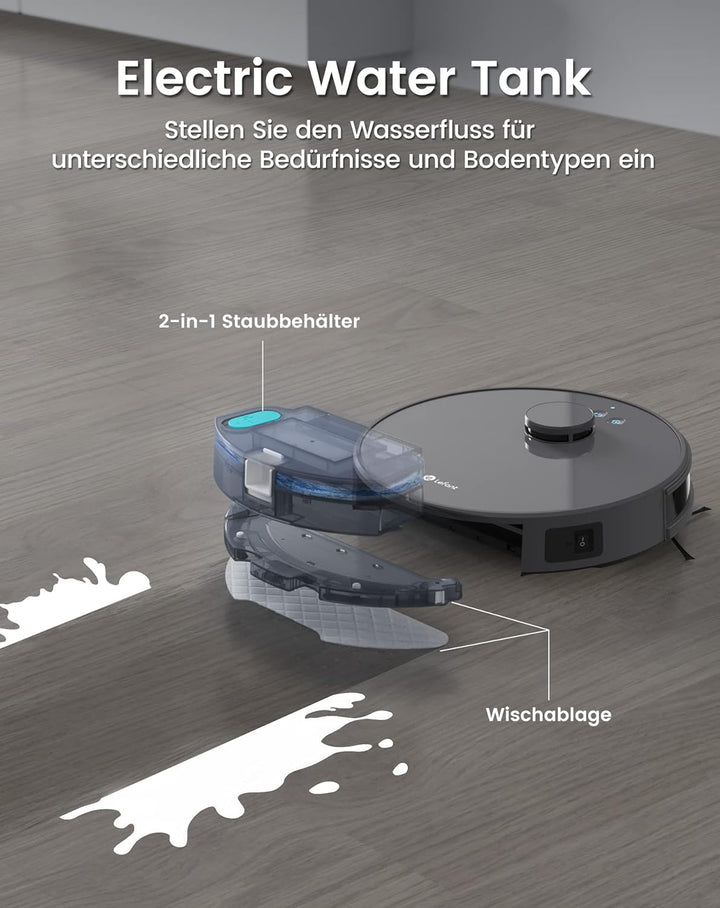 LEFANT Saugroboter mit Wischfunktion M1, 5500Pa Saugleistung Staubsauger Roboter 200min Laufzeit, Me