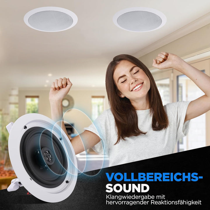 Pyle 16.5cm- Deckenlausprecher Einbaulausprecher, Wandlautsprecher, Flache Lautsprecher, 200W- 2 Weg