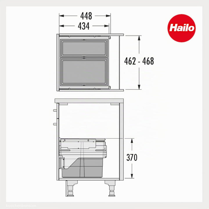 Hailo AS Cargo 500 3610821 Einbau Abfallsammler 50/2fach, 50/2fach
