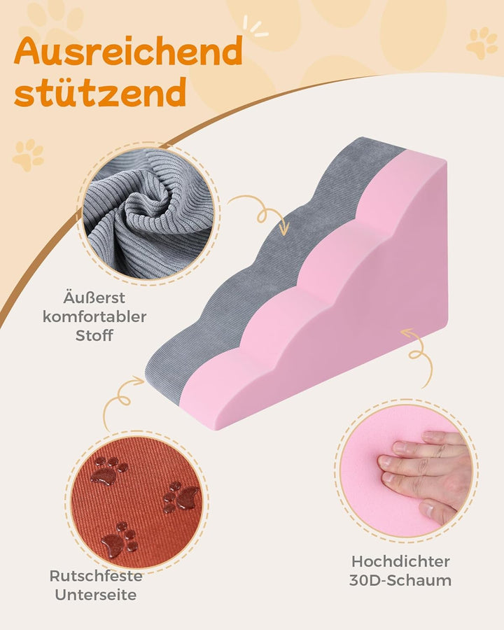 Hundetreppe für Kleine Hunde 50 cm Hohe 4-stufige Hundefootstool 40x70x50CM für Sofa und hohes Bett,