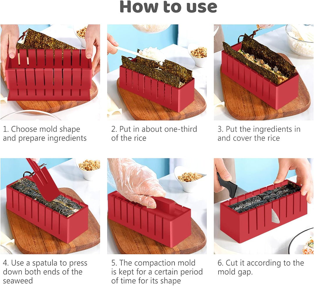 SKYSER Sushi Maker set, 12 Artikel Sushi Maker Kit für Anfänger zum selber machen, mit Sushi Reis Ro
