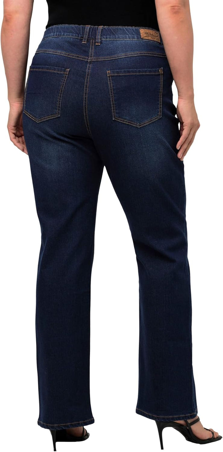 Ulla Popken Damen Hose Bootcut-Jeans 33W / 30L Blue Denim, 33W / 30L Blue Denim