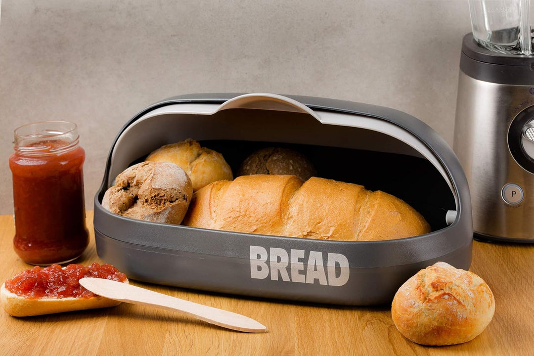 KADAX geräumiger Brotkasten aus Kunststoff, 37 x 20 x 16 cm, moderner Brotbehälter mit Rolldeckel, l