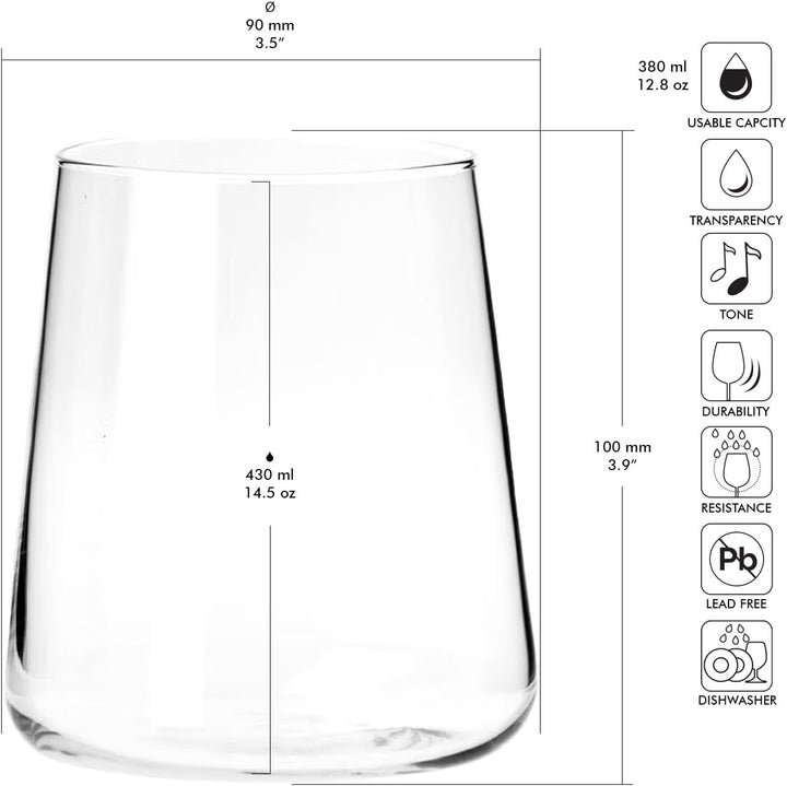 KROSNO Gin Gläser Wassergläser Weissweingläser Trinkgläser | Set von 12 | 380 ML | Avant-Garde Kolle