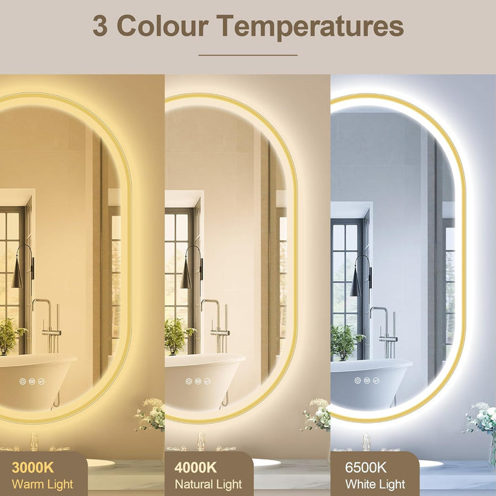 STARLEAD Gold Oval-LED-Badspiegel-mit-Beleuchtung 80x50cm, Bluetooth, Dimmbar, 3 Lichtfarben, Entfog
