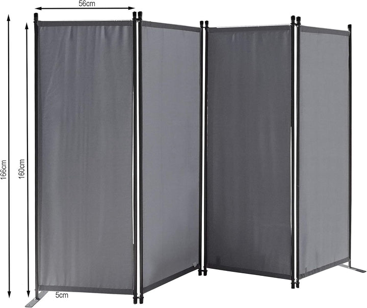 QUICK STAR Paravent 4 Teilig 165 x 220 cm Stoff Raumteiler Trennwand Balkon Sichtschutz Stellwand Fa