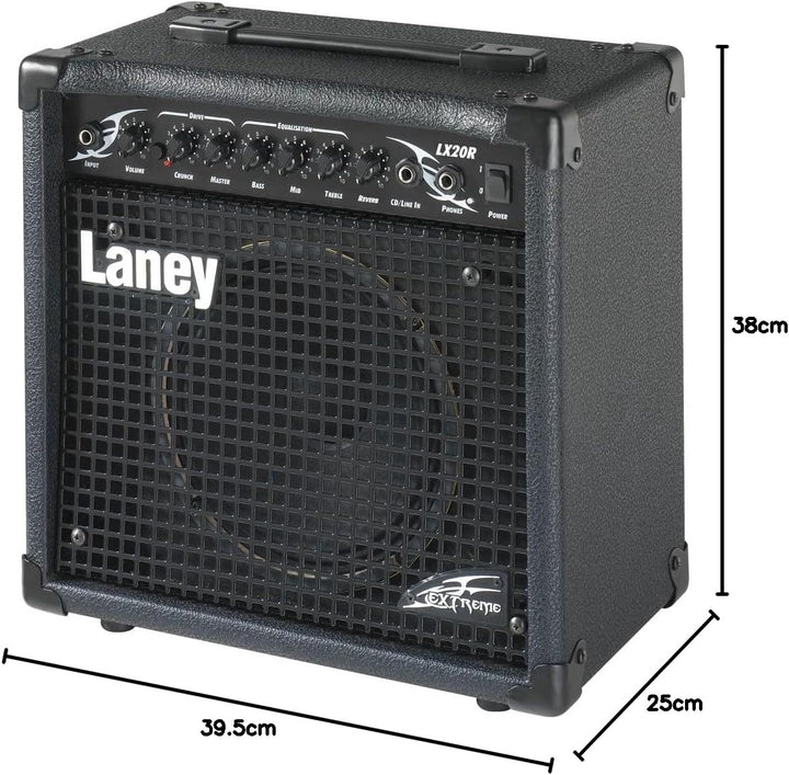 Laney LX Series LX20R - Guitar Combo Amp - 20W - 8 inch Woofer - With Reverb 20" Black, 20" Black