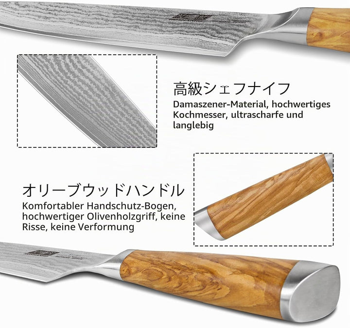 HOSHANHO Damastmesser Küchenmesser 20cm, 67 Schichten Damaststahl Kochmesser, Extra Scharfes Japanis