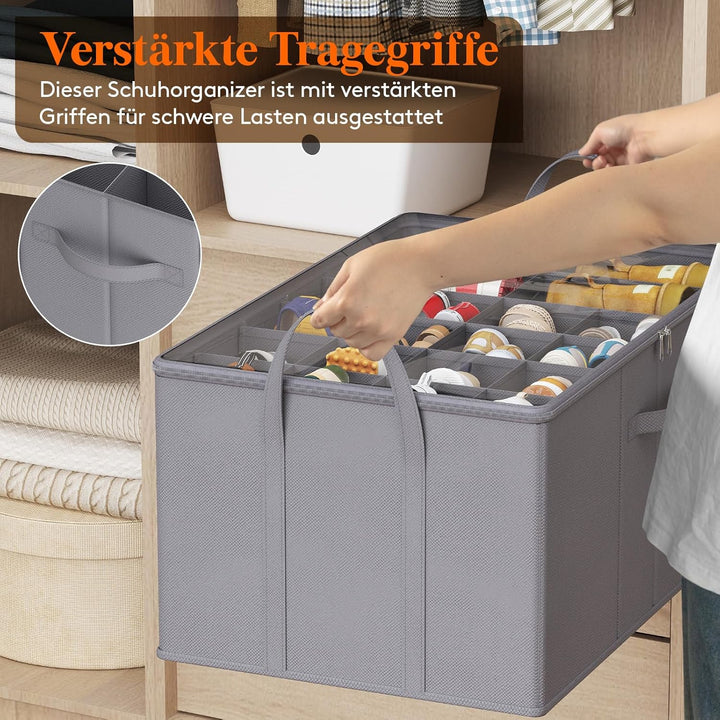 Lifewit Grosser Schuhorganizer für den Kleiderschrank, Faltbarer Schuhkarton mit durchsichtigem Deck