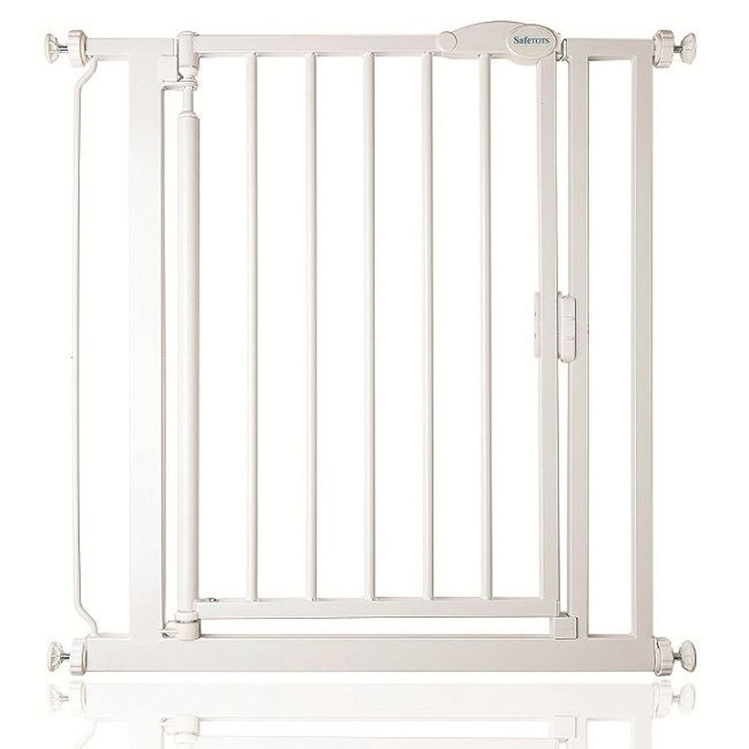 Safetots Druckmontage Selbstschliessendes Treppengitter, Extra Schmal, 61 cm - 66,5 cm, Weiss, Autom