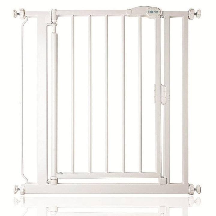 Safetots Druckmontage Selbstschliessendes Treppengitter, Extra Schmal, 61 cm - 66,5 cm, Weiss, Autom