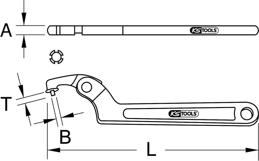 KS Tools 517.1314 Gelenk-Hakenschlüssel mit Zapfen, 50-120mm