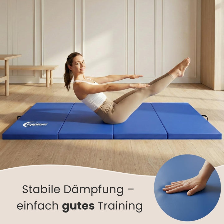 eyepower klappbare Turnmatte für Zuhause 180x60x5 cm - dicke Gymnastikmatte - Weichbodenmatte faltba