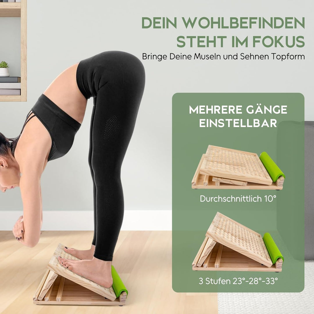 F Fityle Wadendehner Schrägbrett aus Holz, Slant Board mit verstellbare Winkel, Verstellbar Wadenstr