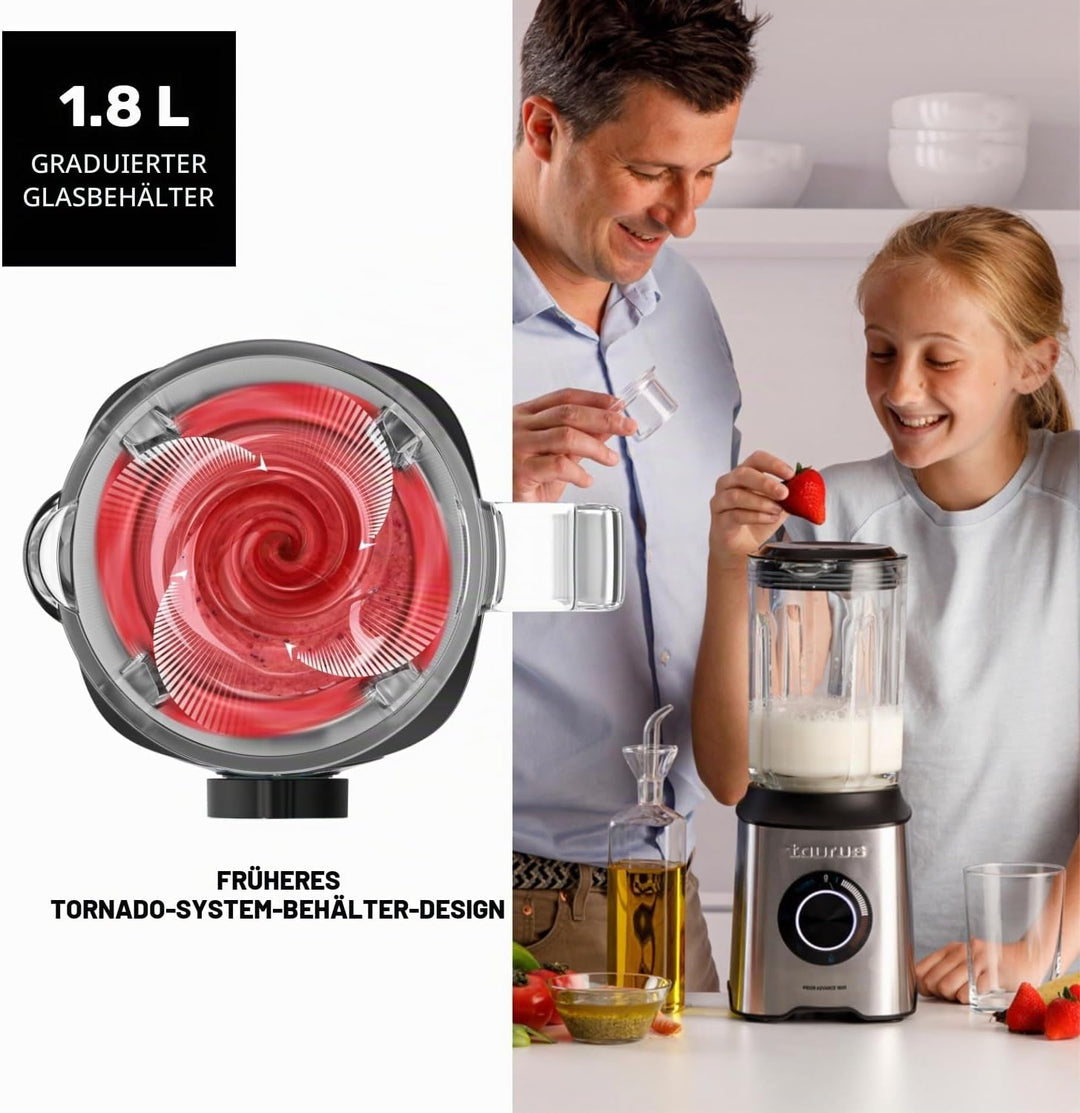 Taurus PRIOR ADVANCE Standmixer, 1800 W, 2 l, Bunt, Schwarz, Metallic