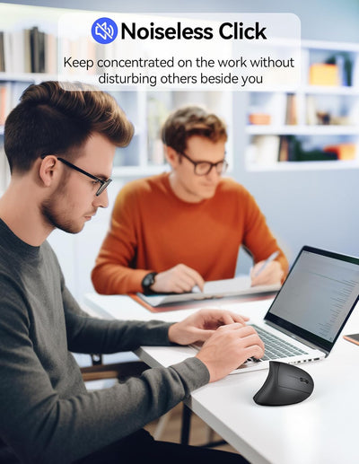 TECKNET Ergonomische Maus Kabellos, 2.4G USB Optische Vertikale Maus Ergonomisch mit Ladekabel, 800/