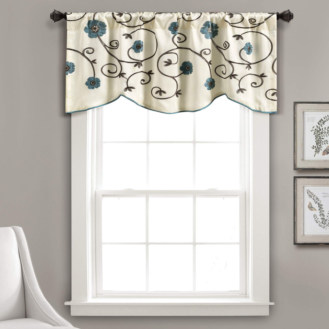 Lush Decor Royal Garden Fenster Behandlung Querbehang, blau, Blau
