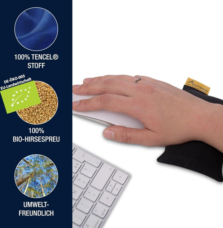 Mauspad Handgelenkauflage - ergonomische Handballenauflage aus Bio-Hirsespreu, Anti-Sehnenscheidenpr