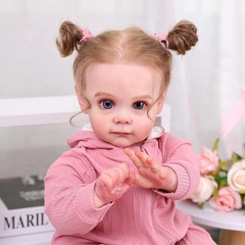 AIBAOLIAN Reborn Puppe 24 Zoll Reborn Baby Lebensecht Weiche Silikon Vinyl echt Reborn Baby Handgema