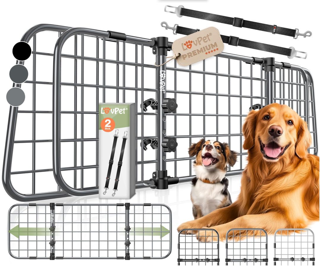 LOVPET® Hundegitter Auto Kofferraum – Universal Trenngitter für Hunde, verstellbar 92–152 cm, ohne B