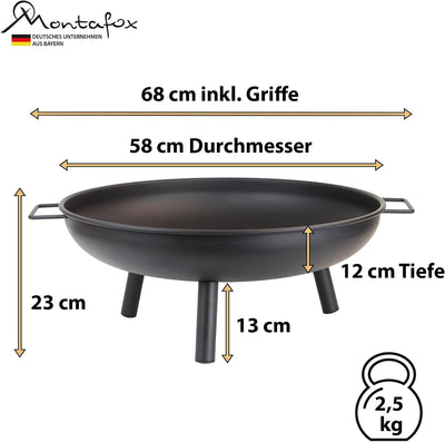 Montafox Feuerschale Feuerstelle Lagerfeuer Metall Ø 58 cm für Garten und Terrasse