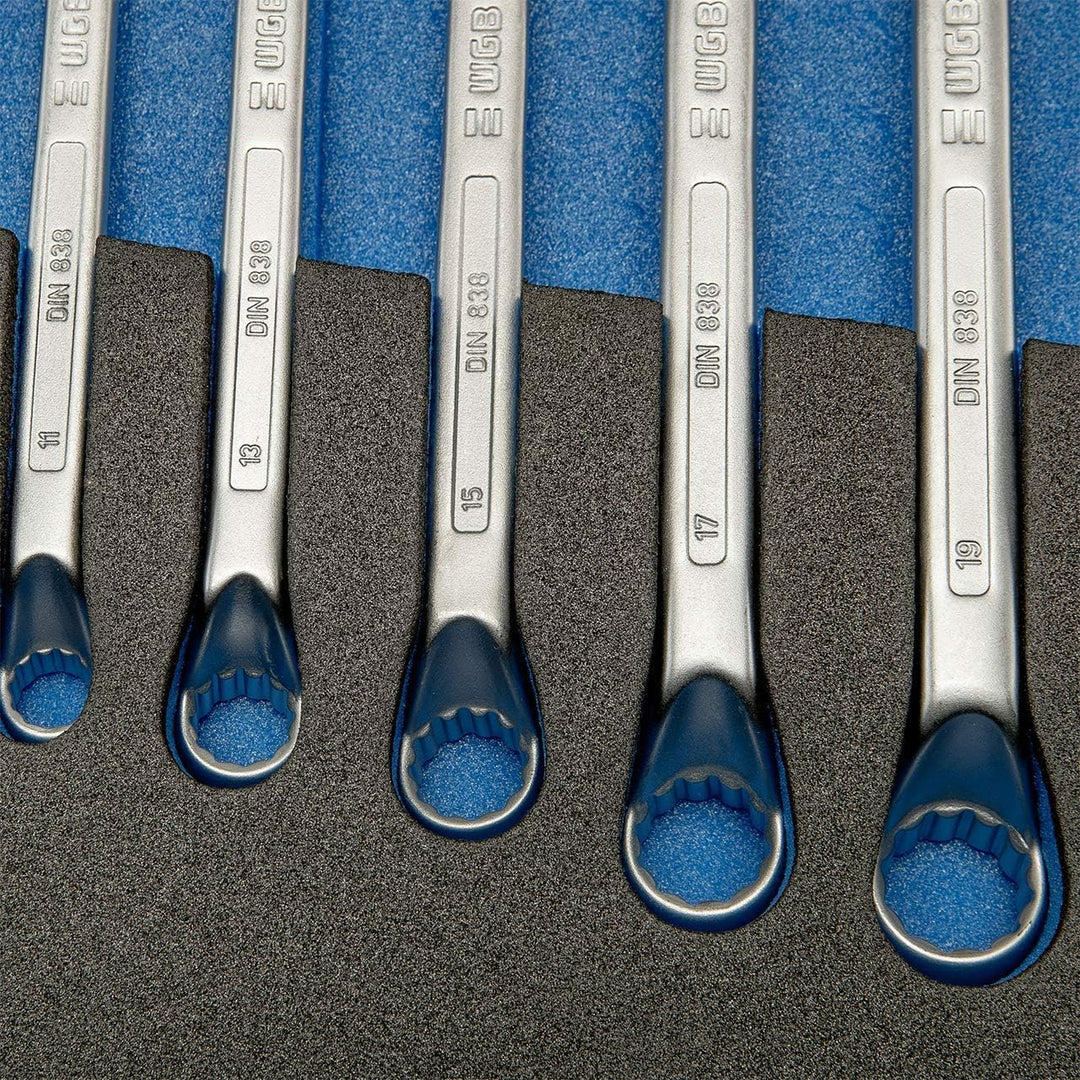 Ringschlüssel Set gekröpft in Werkzeug Einlage 8 teilig | Schraubenschlüssel Set mit Ringschlüssel 6
