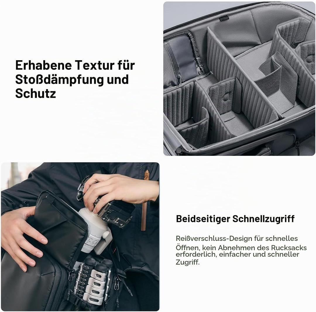 ULANZI BP10 35L Hartschalen-Kamerarucksack, Professionelle Wasserdichte Fotografie Kameratasche für