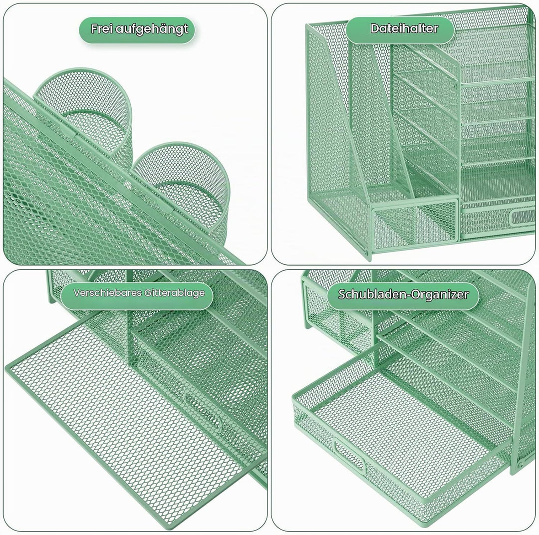 Marbrasse Schreibtisch Organizer mit Aktenhalter, 5 Ebenen Papier Briefablage mit Schublade und 2 St