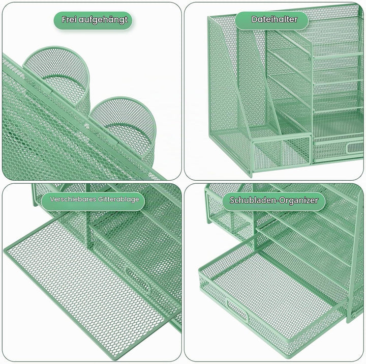 Marbrasse Schreibtisch Organizer mit Aktenhalter, 5 Ebenen Papier Briefablage mit Schublade und 2 St