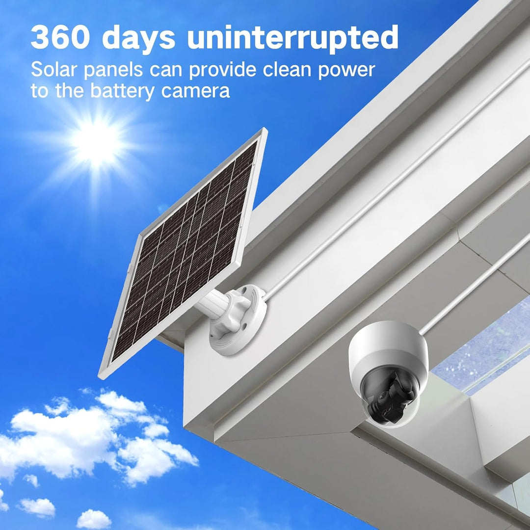 8W Solarpanel für Überwachungskamera Aussen Akku – IP65 Solar Panel mit 3‑in‑1 USB‑C/Micro/DC, inkl.