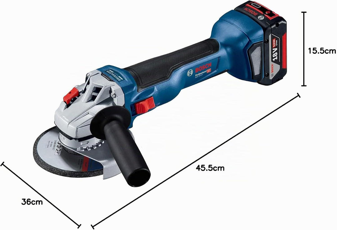 Bosch Professional GWS 18 V-10 - Dunkelblau, Silber, Schwarz, 115 mm, Solo in L-BOXX 115mm, Solo, in