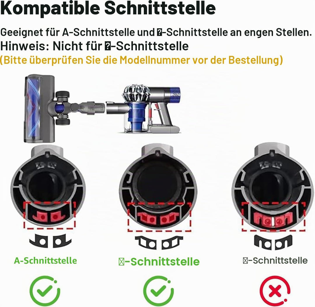 Ersatzbürstenkopf für Dyson V6, DC58, DC59, DC61, DC62, DC74, Motorisierte V-förmige Walze mit LED-L