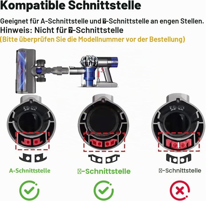 Ersatzbürstenkopf für Dyson V6, DC58, DC59, DC61, DC62, DC74, Motorisierte V-förmige Walze mit LED-L