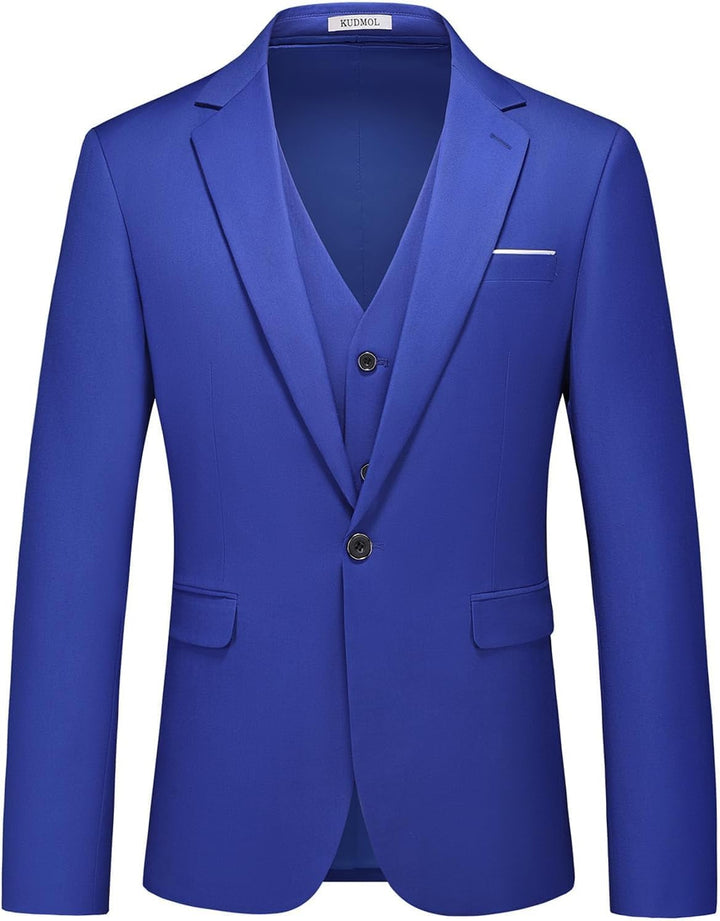 KUDMOL Herren 3-Stücke Anzug Business EIN Knopf Smoking Anzug für Männer Smoking Klassische Blazer W