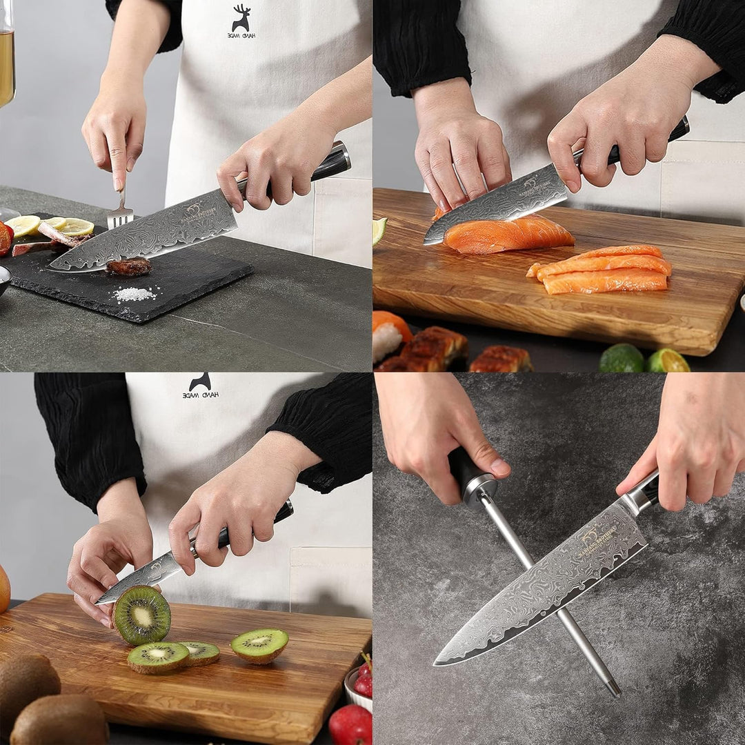 NANFANG BROTHERS Damaszener Messerset mit Premium Box,Japanisches Messerset,Kochmessersets Professio