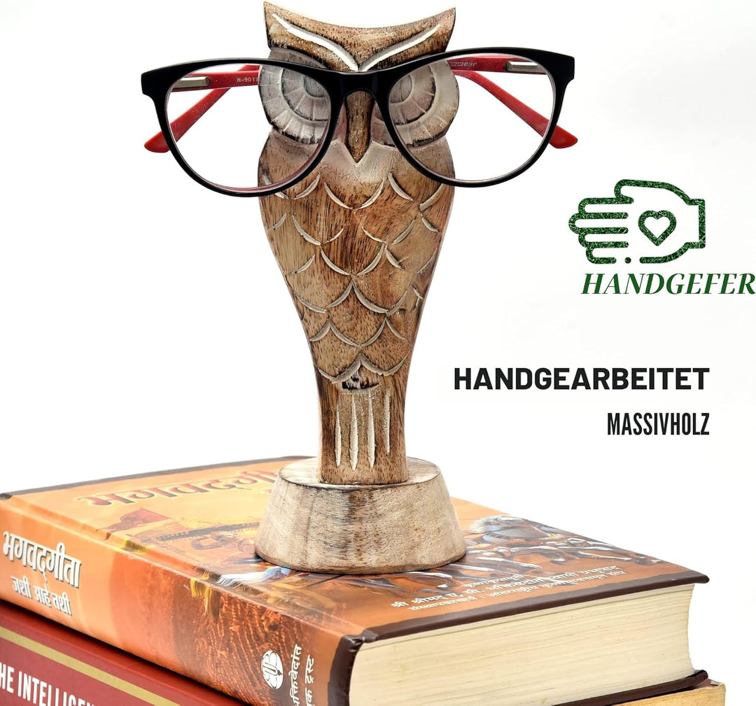 Einzigartiger Eulen-Brillenhalter aus Holz, Brillenständer, handgefertigt, Geschenk für Frauen und M