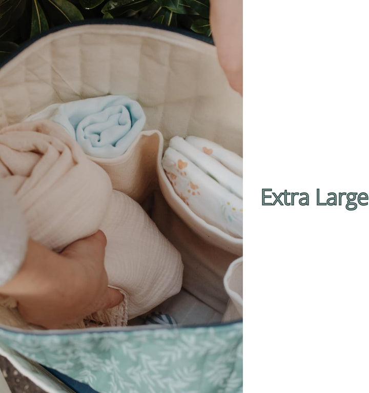Leichte Wickeltasche für Babys – grosse Kapazität, gesteppte Baumwoll-Wickeltasche mit 3 Innentasche