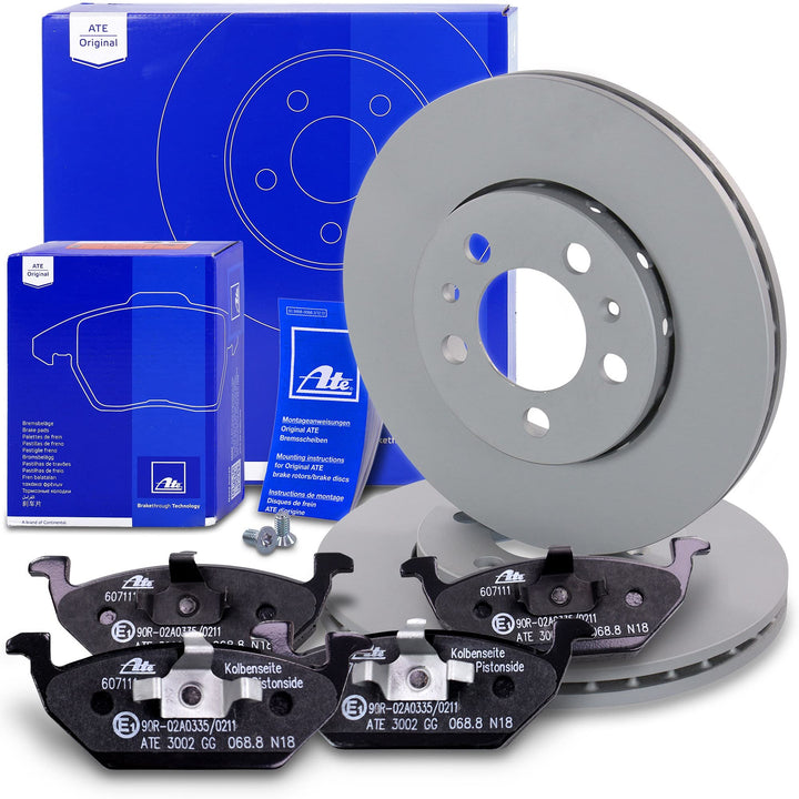 ATE Bremsenset Vorderachse inkl. Bremsscheiben vorne Ø 256 mm belüftet und Bremsbeläge vorne Kompati