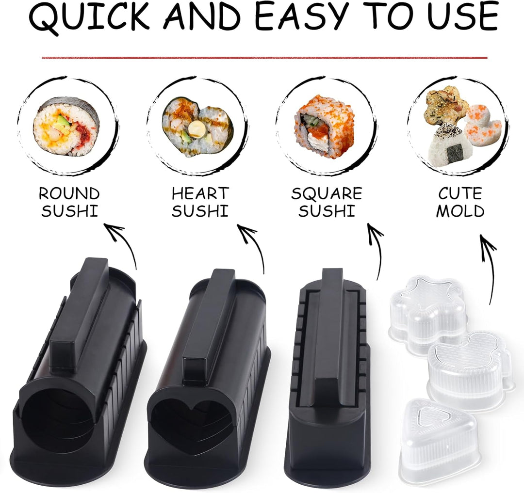SKYSER Sushi Maker set, 20 Artikel Kit für Anfänger zum selber machen, Kann als Sushiteller verwende