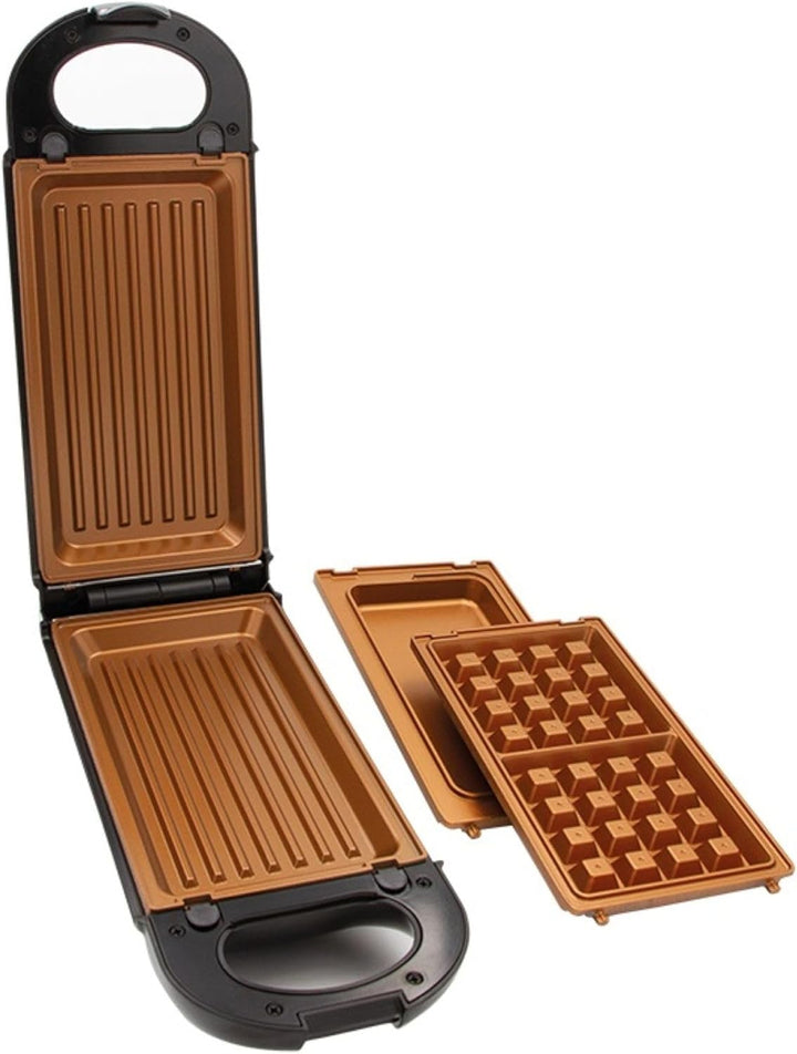 LIVINGTON FlipSwitch | drehbarer Multifunktionsgrill | Kombigerät | inkl. 3 antihaftbeschichtete Wec