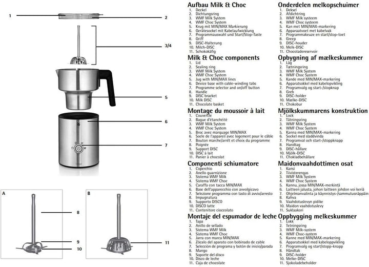 WMF Lono Milk & Choc Milchaufschäumer elektrisch, 150-500 ml, 650 Watt, Kakaomaschine, Milchkocher,