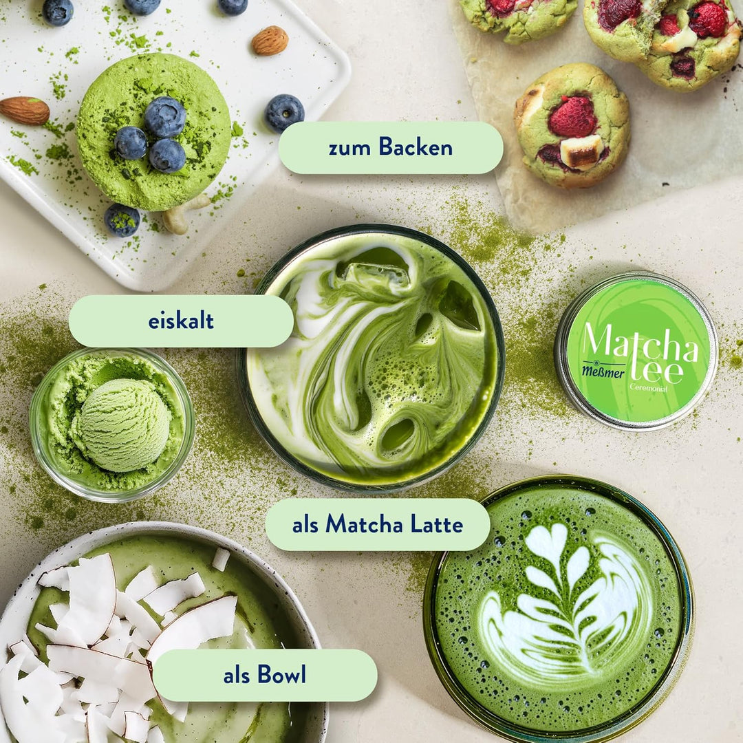 Messmer Matcha Tee Starter Set, 30g Dose Bio Matcha in Ceremonial-Qualität aus Japan, mit Matcha-Sch